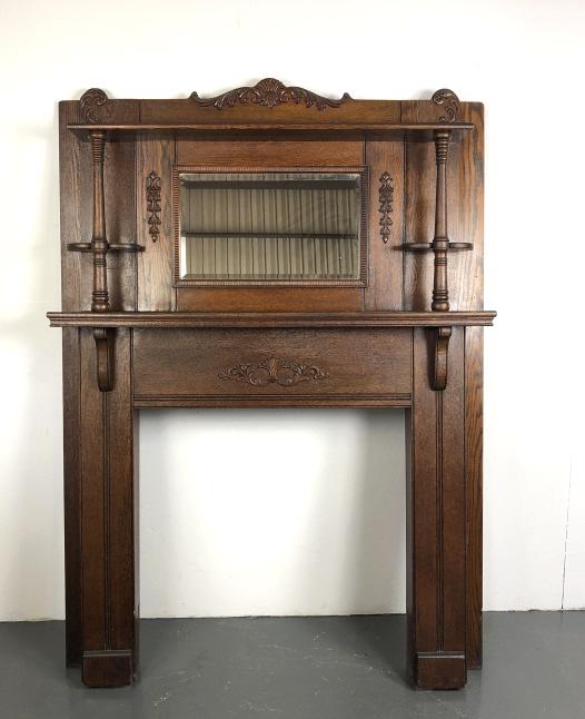 Victorian Oak Fire Surround with Mirror (1 of 6)