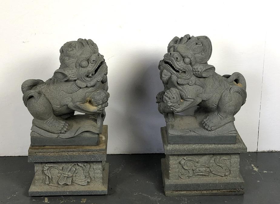 A Pair of Asian Stone Carved Foo Lions (1 of 8)