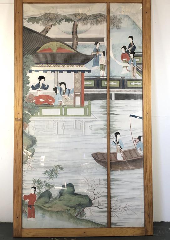 A Large Framed Chinese Asian Wallpaper Panel (1 of 7)