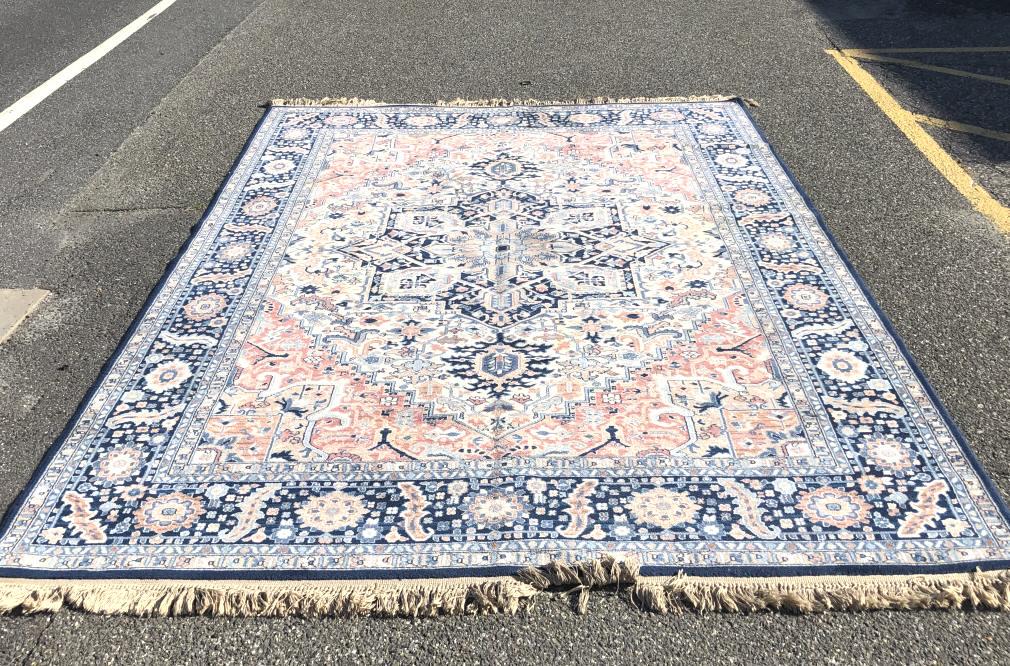 Karistan Carpet with Blue Heriz Design (1 of 7)