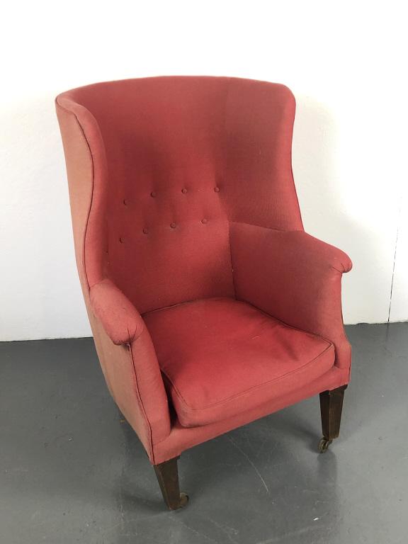 Georgian Style Upholstered Wingback Barrel Chair (1 of 5)