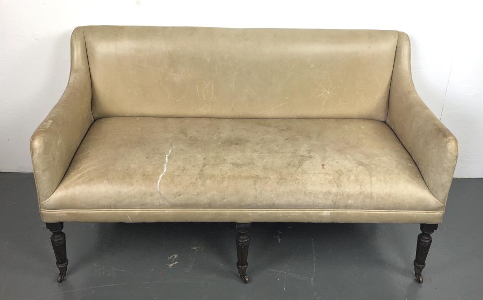 Georgian Style Leather Upholstered Loveseat (1 of 6)