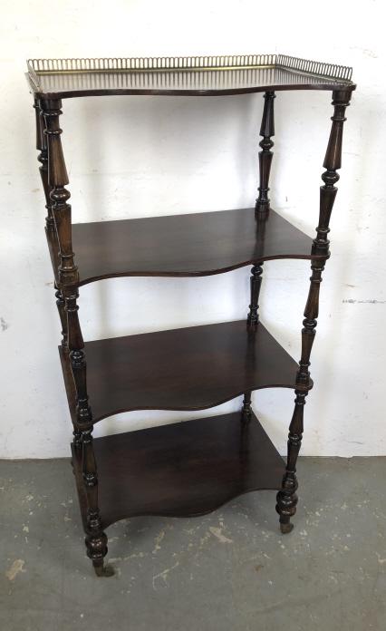 Mahogany etargere: Mahogany etargere. 19th Century 43 1/2"h x 20 1/2"w x 12 1/2"d Condition, some old repairs and cracks