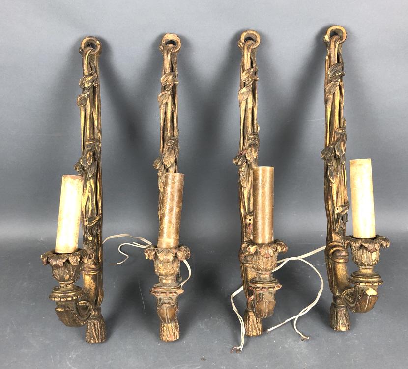 A Set of 4 Gilt Composition Sconces (1 of 6)