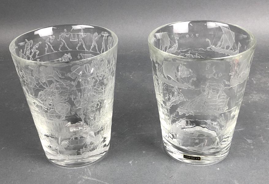 A Pair of Lobmeyr Etched Crystal Vases (1 of 7)