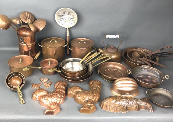 A Group of Copper Pots, Pans, and Utensils (1 of 11)