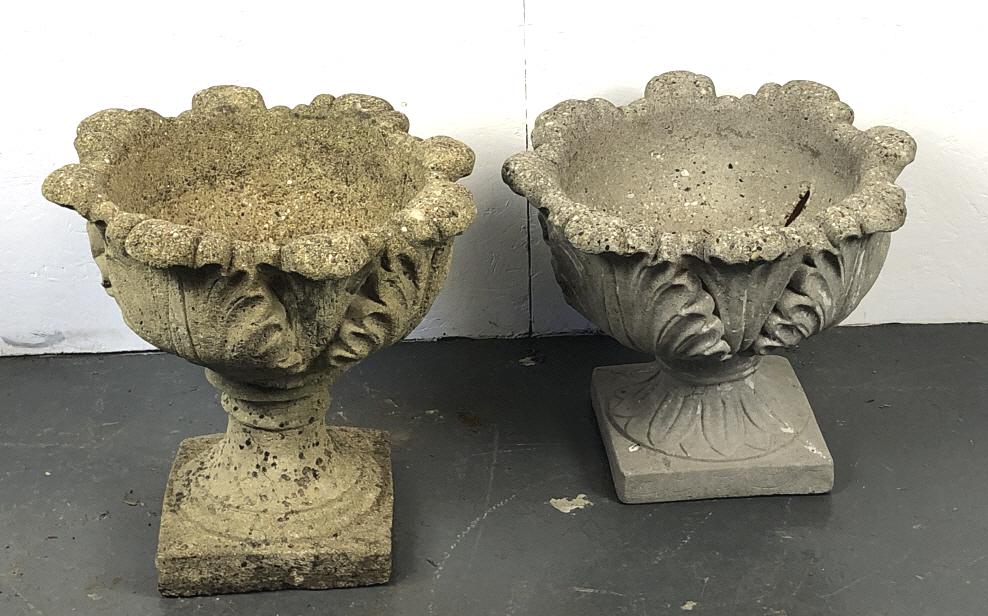 Two Portland Cement Floral Design Planters (1 of 5)