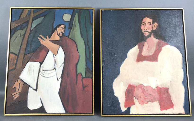 Pair Of Religious Paintings By Carl Molno