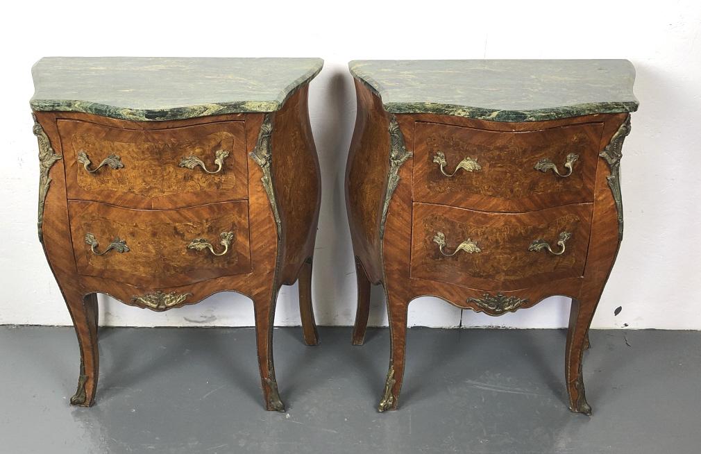 Pr of Louis XV Style Petite Marbletop Commodes (1 of 4)