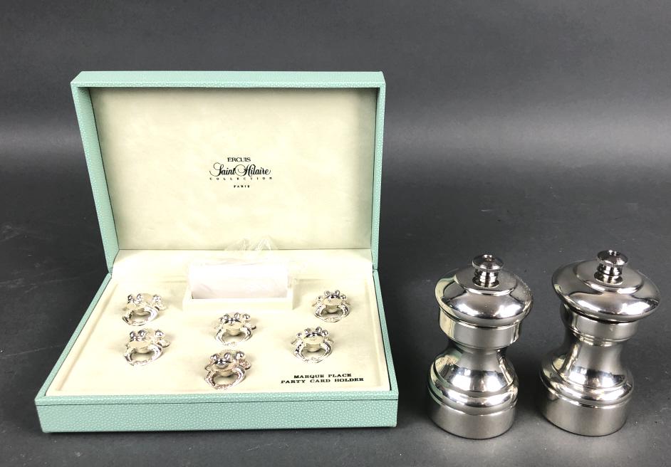 Set of 6 Silverplate Frog Card Holders (1 of 7)