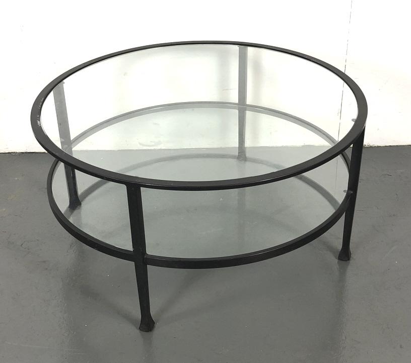 Black Metal & Glass Circular Low Table (1 of 3)