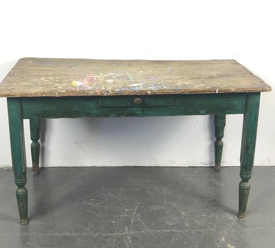 Distressed Pine & Green Painted Table (1 of 10)