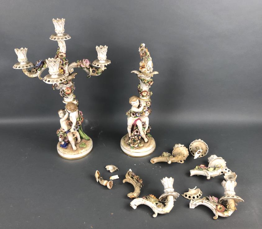 Pair of Dresden Style Figural Candleabras (1 of 5)