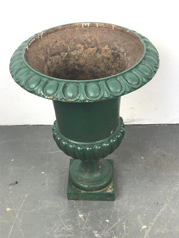 Green Painted Cast Iron Urn (1 of 4)