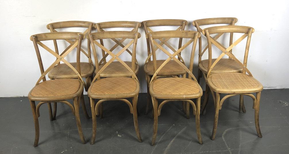 Set of 8 Oak & Wicker Dining Chairs (1 of 5)