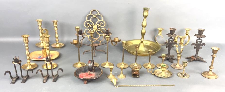 Group of Brass & Metal Candlesticks (1 of 8)
