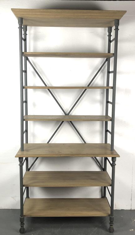 Contemporary Metal & Wood Rolling Etagere (1 of 6)