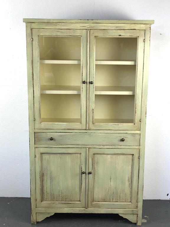 Country Farmhouse Style Green Painted Cabinet (1 of 4)