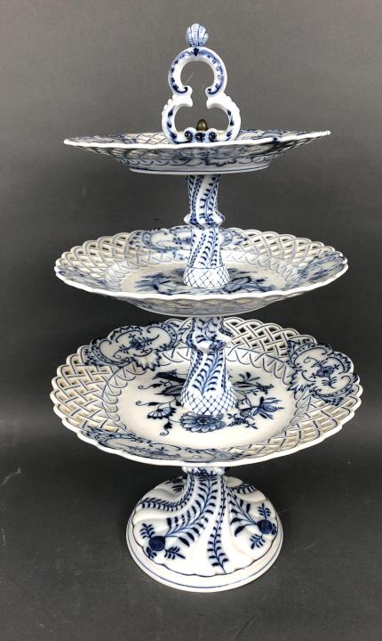 Meissen Blue & White 3 Tier Cake Stand (1 of 7)
