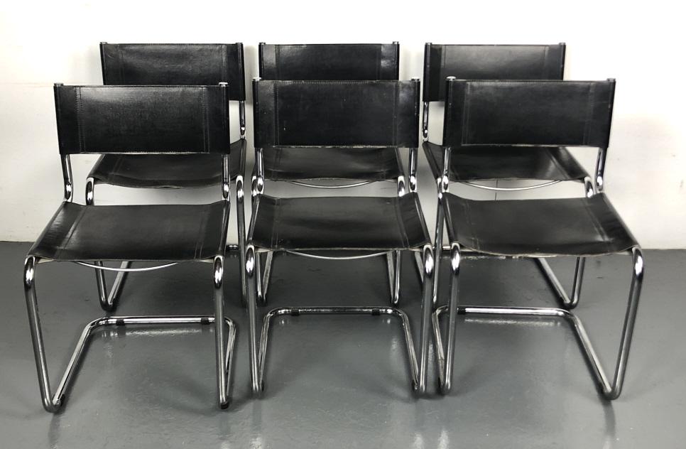 6 Marcel Breuer Style Chrome & Leather Sidechairs (1 of 7)