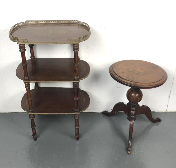 Mahogany 3 Tier Etagere With Brass Inlay (1 of 5)