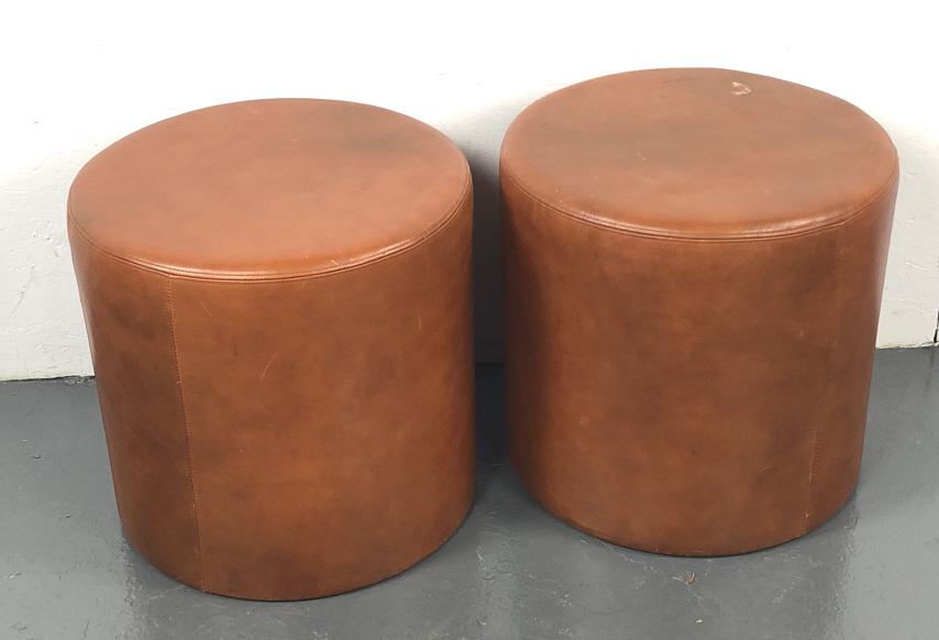 Pair of Leather Ottomans (1 of 4)