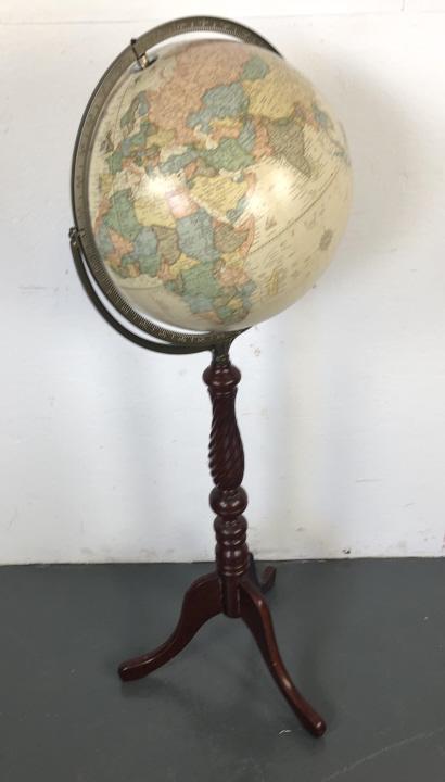 Contemporary Globe on Stand: Contemporary Globe on Stand. 51"h x 20" diam. Condition, light wear