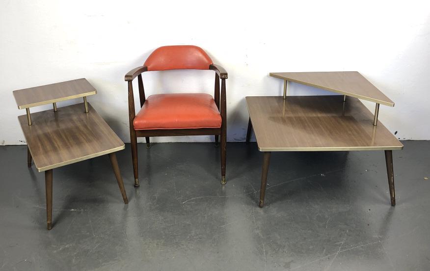 MCM Style Chair & 2 Side Tables (1 of 4)