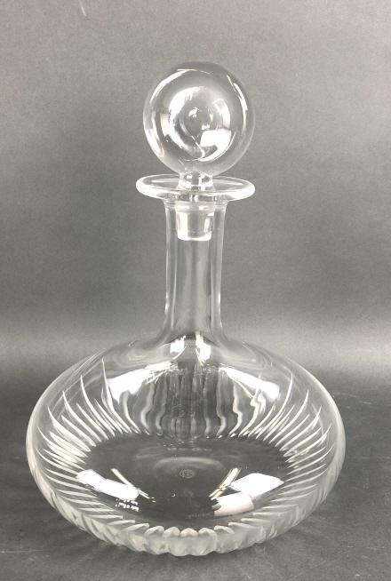 Baccarat Decanter: 10 1/4"h x 7 3/4"diam. Condition, light wear, some scratches