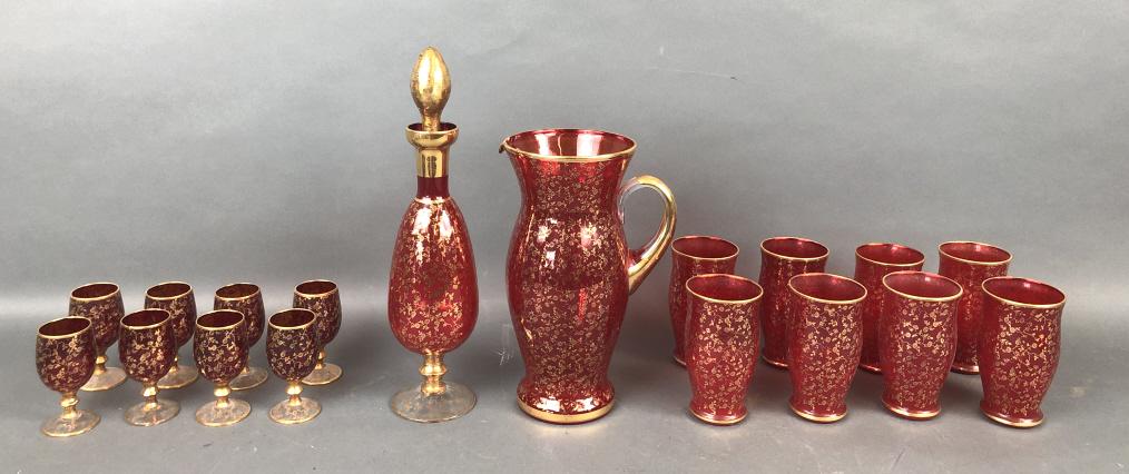 Group of Red & Gold Italian Glassware (1 of 10)