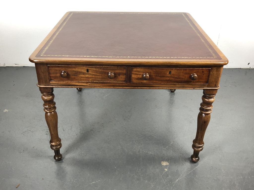 19th Century English Mahogany Leather Table (1 of 6)