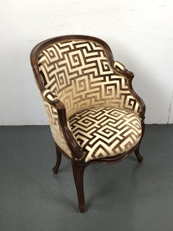 Louis XV Style Bergere: Louis XV Style Bergere. 34"h x 25"w x 25"d. Condition, some minor scratches and scuffs