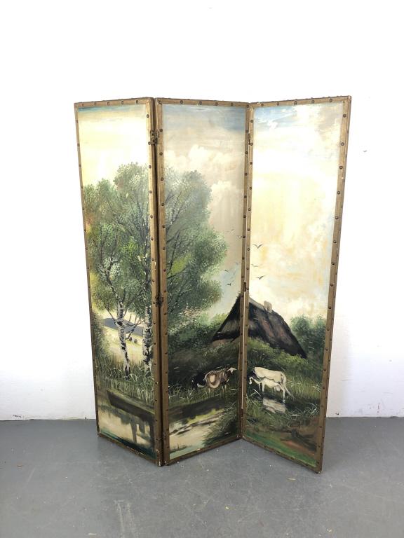 Paint Decorated 3 Panel Screen (1 of 4)