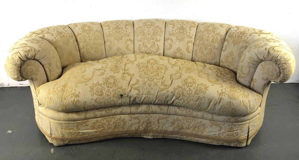 Golden Beige Floral Upholstered Sofa (1 of 7)