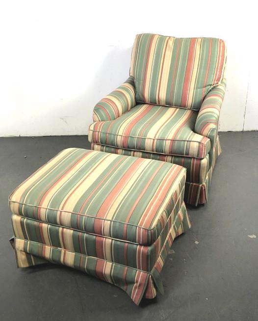 Striped Upholstered Ottoman & Chair (1 of 6)