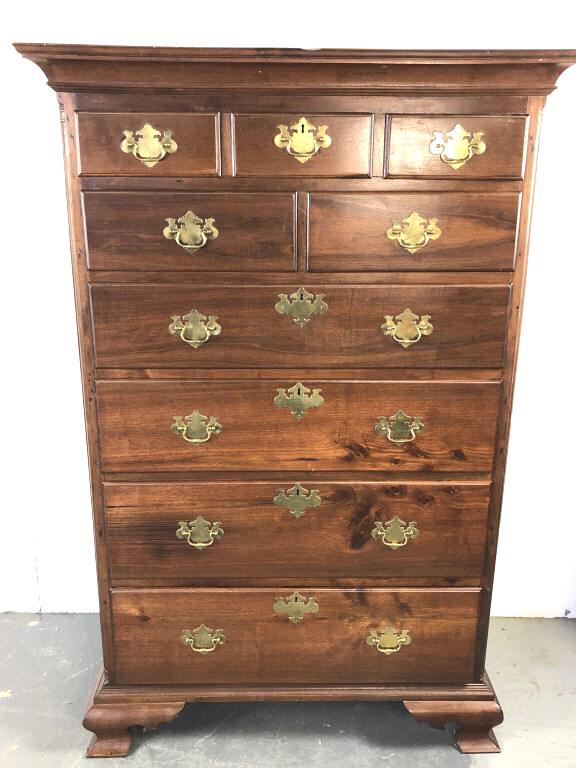 American Mahogany Bench Made 9 Drawer High Chest (1 of 7)