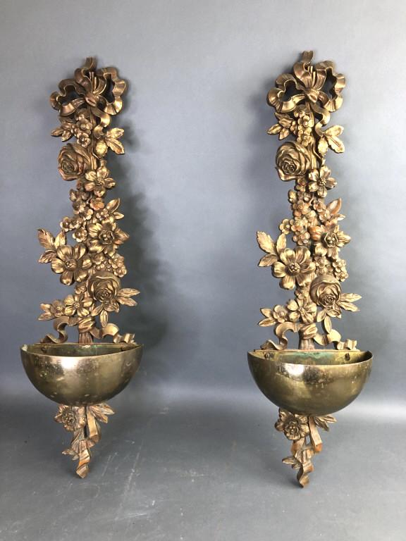 Pair of Syrocco Wood Floral Sconces (1 of 8)