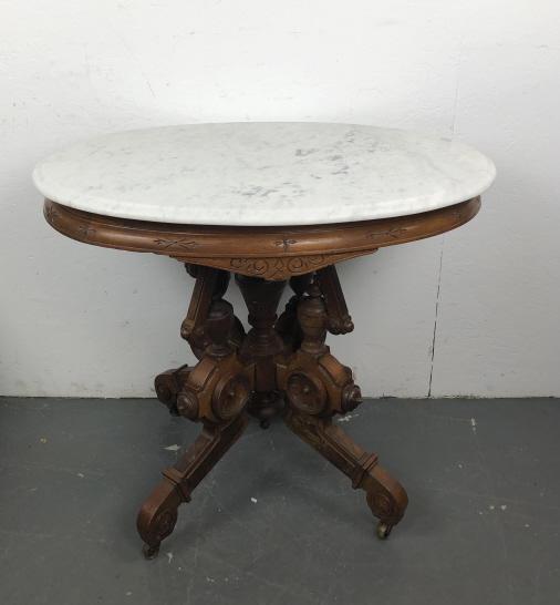 Victorian Marbletop Oval Side Table (1 of 5)