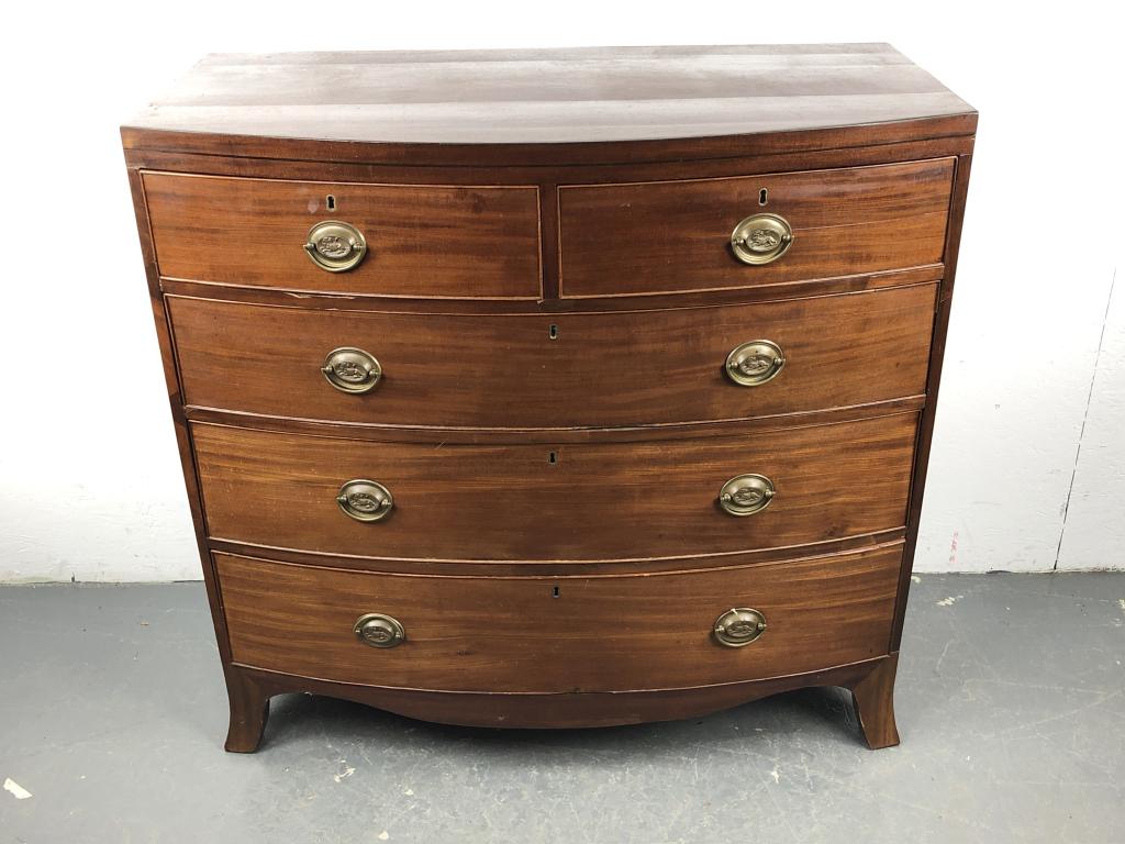 English 19th C Mahogany Bow Front Chest (1 of 7)