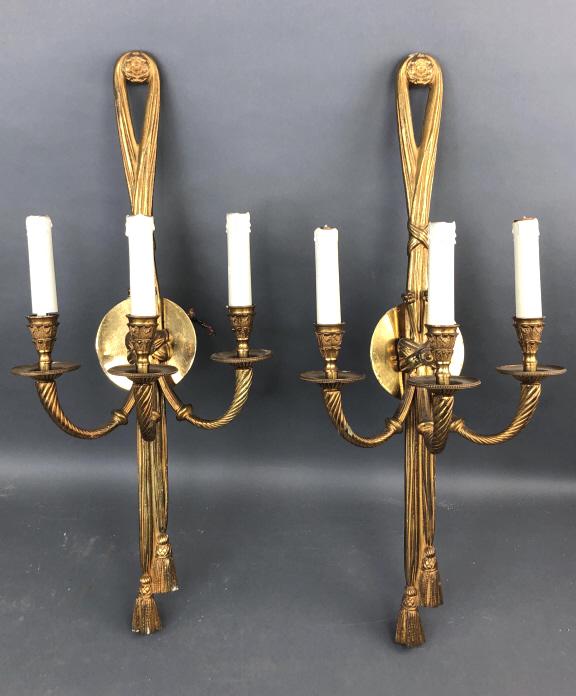 Pair of Neoclassical Style Bronze Sconces (1 of 5)