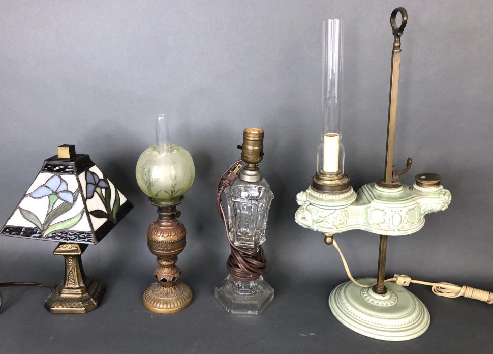 Group of 4 Lamps: Group of 4 Lamps Tallest is 19 1/2"h overall. Condition, untested, needs cleaning