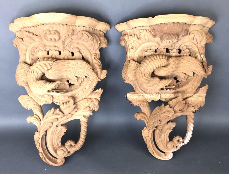 Pair of Highly Carved Rococco Style Wall Brackets (1 of 5)