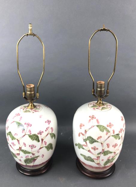 Pair of Asian Style Porcelain Lamps (1 of 6)