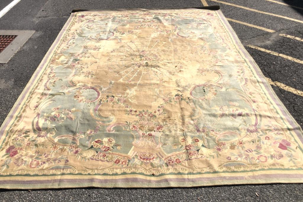 Large Neoclassical Style Crewel Work Rug (1 of 10)