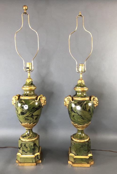 Pair of Neoclassical Style Faux Marble Lamps (1 of 8)