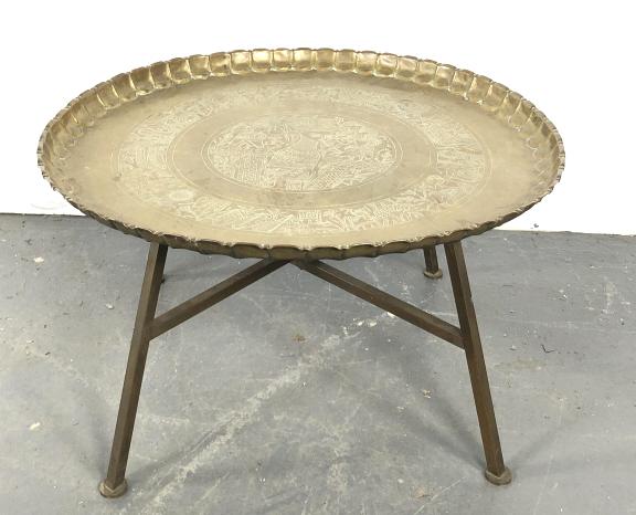 Egyptian Style Brass Tray on Stand (1 of 5)