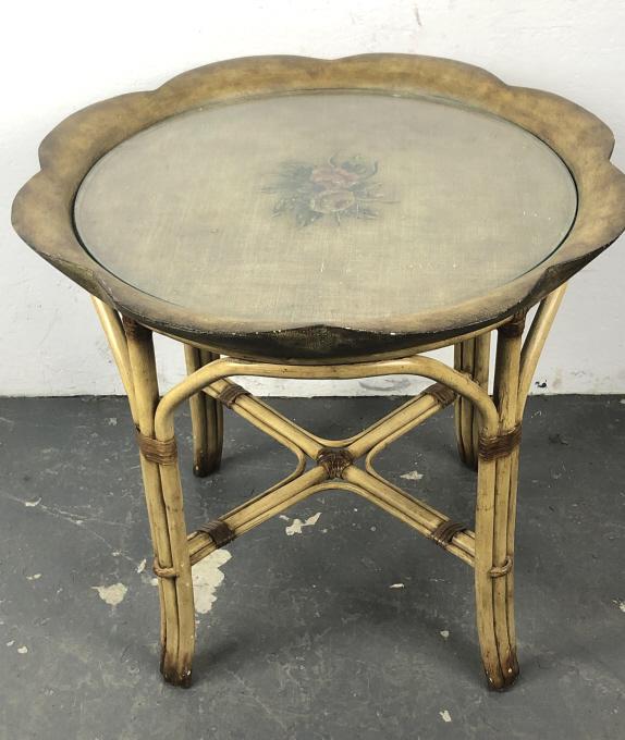 Faux Bamboo & Paint Decorated Side Table (1 of 4)