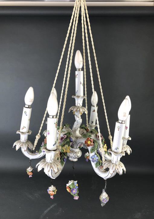 Dresden Porcelain 6 Light Chandelier (1 of 7)