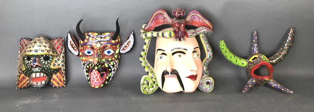 Juan Horta Signed Mask & 3 Other Mexican Masks (1 of 14)