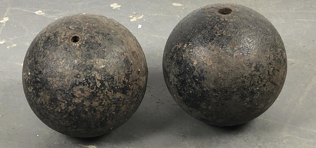 Two 19th Century Hollow Cast Iron Cannon Balls (1 of 5)